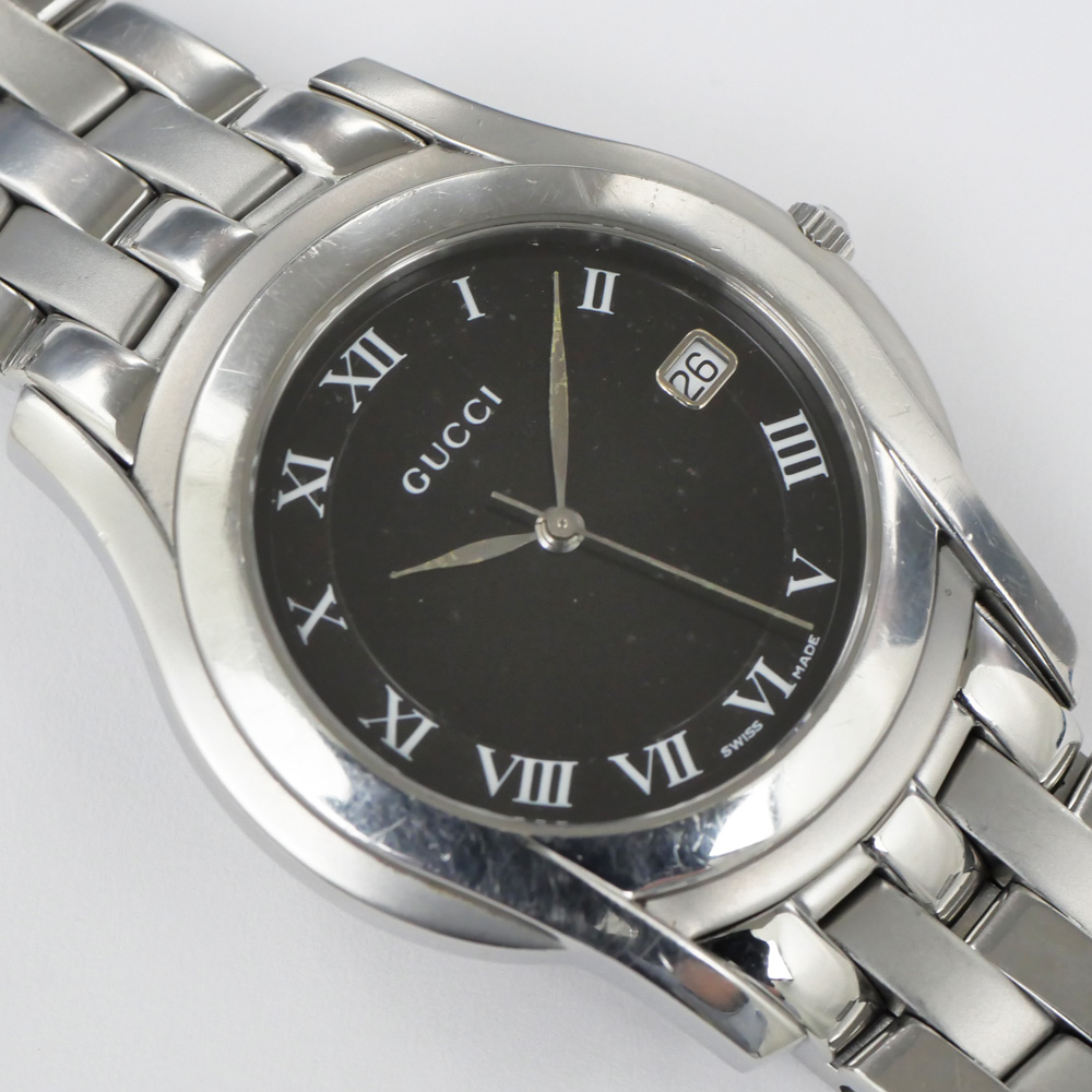 名東】【GUCCI】グッチ 5500M デイト ブラックローマ 黒文字盤 SS