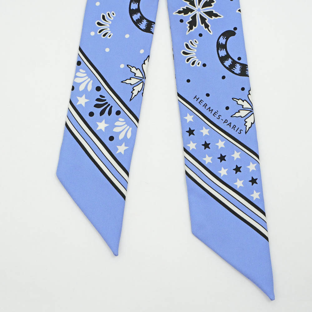 名東】【HERMES】エルメス ツイリー レオパード ブルー系 マルチカラー