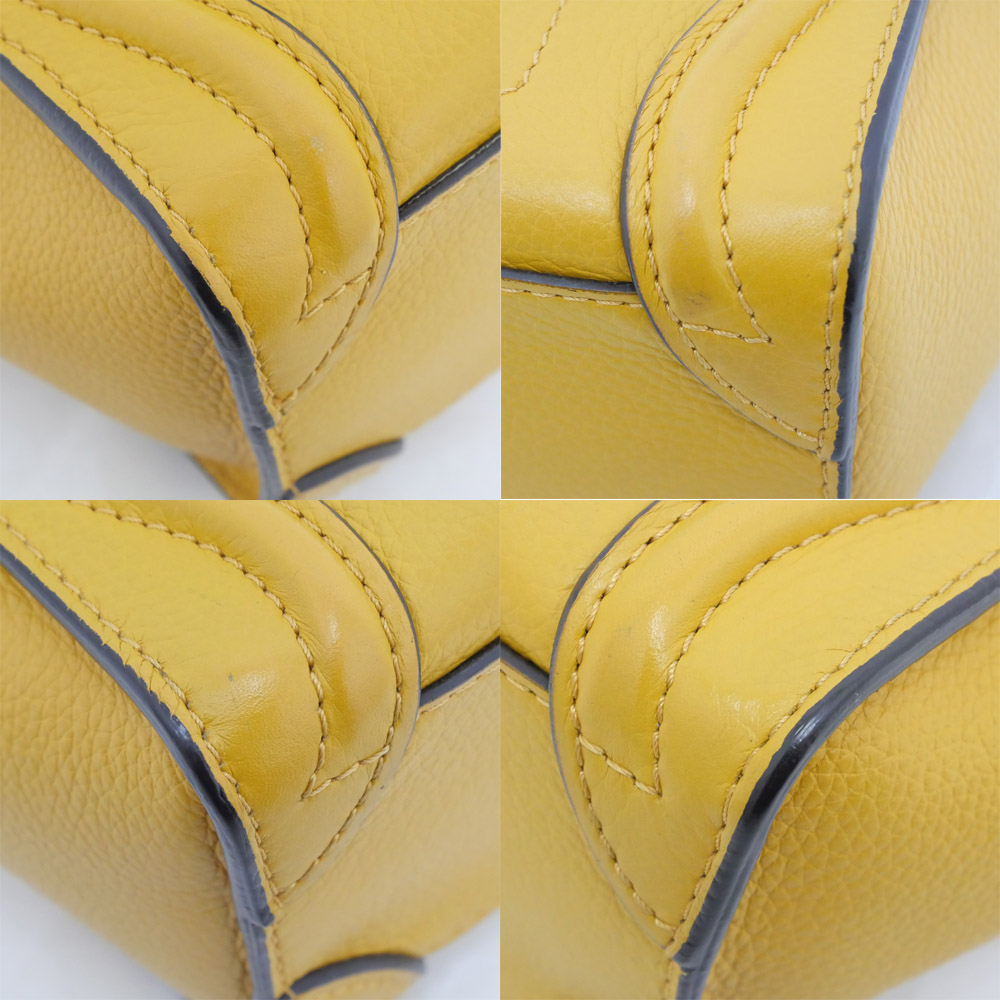 名東】【CELINE】セリーヌ ラゲージナノショッパー イエロー