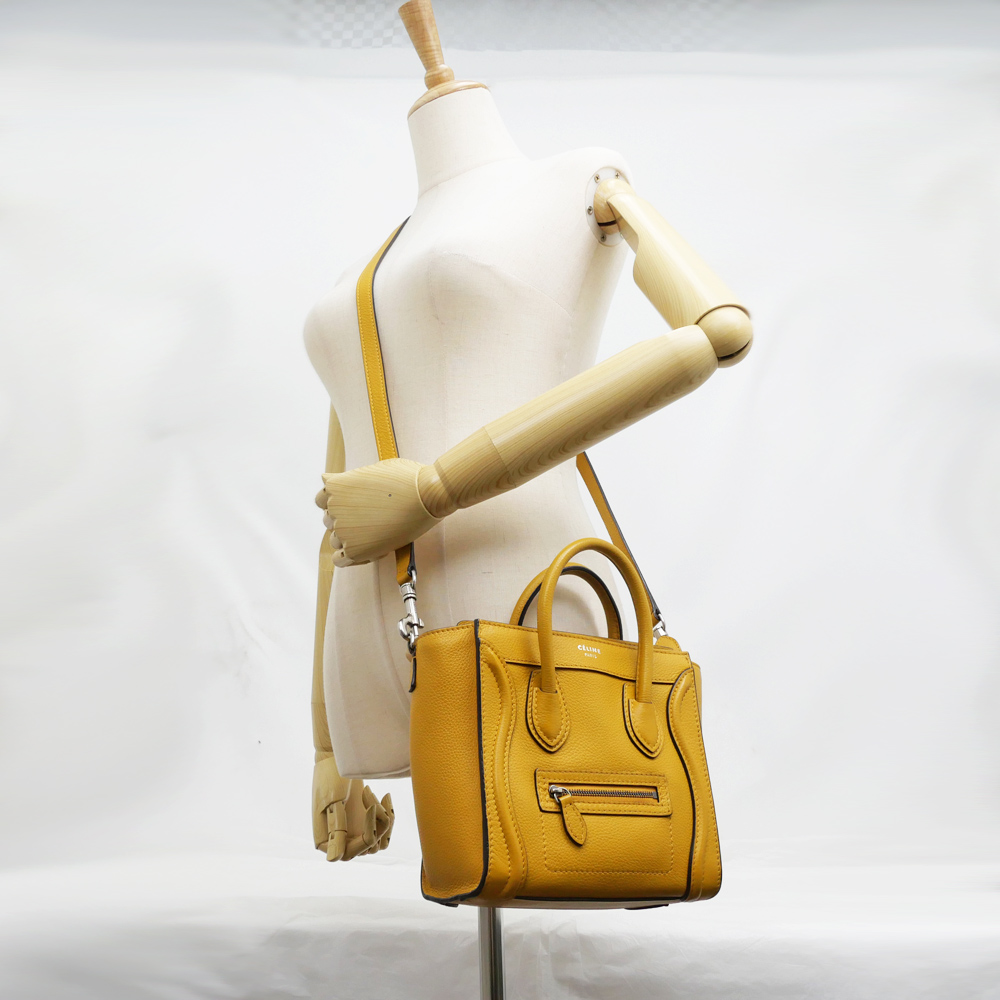 名東】【CELINE】セリーヌ ラゲージナノショッパー イエロー