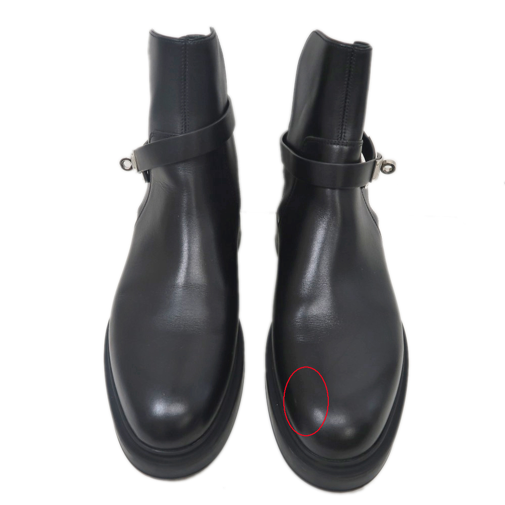 名東】【HERMES】エルメス ショートブーツ ジェフ 黒 ブラック