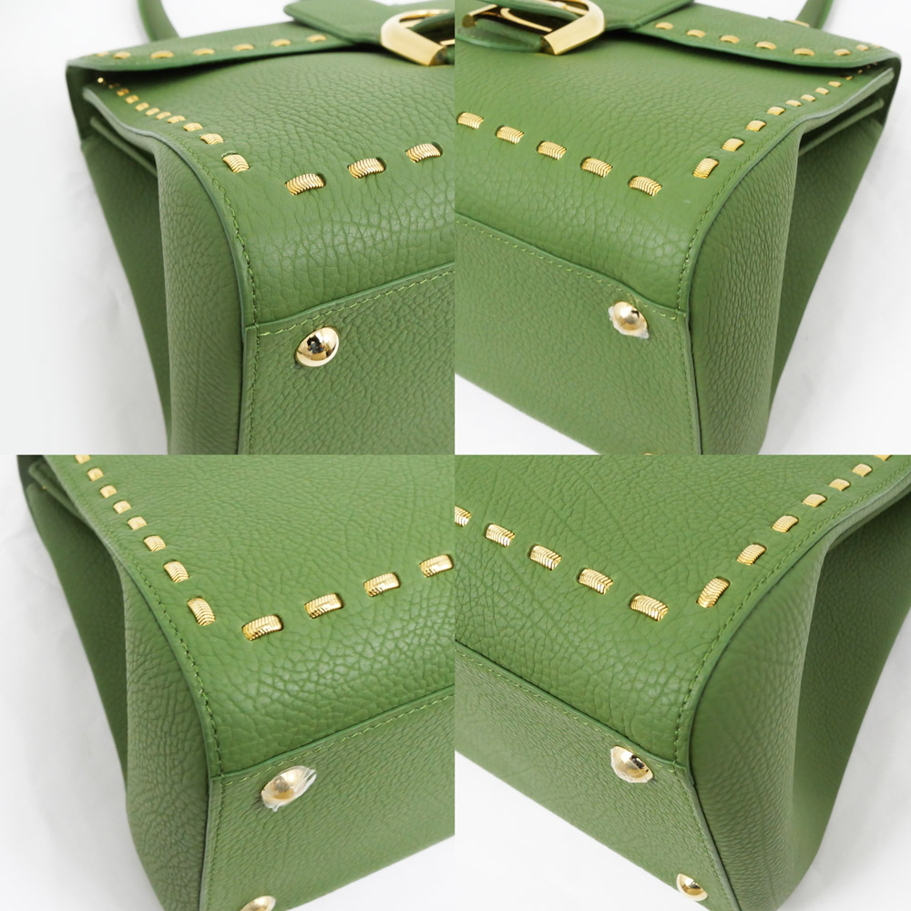 名東】【DELVAUX】デルヴォー ブリヨン MM メタルステッチ グリーン