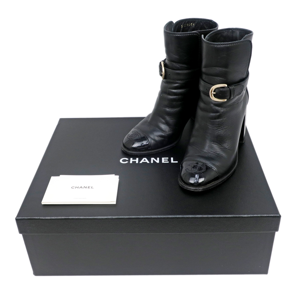名東】【CHANEL】シャネル アンクルブーツ 34 1/2C BK ブラック G38064