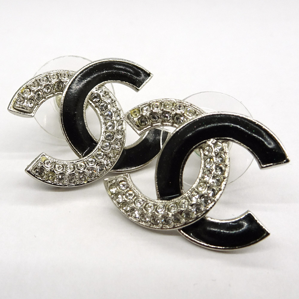 栄】【CHANEL】シャネル ピアス ココマーク A24V ラインストーン