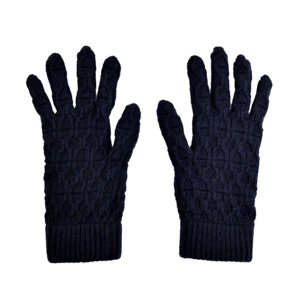 名東】【HERMES】エルメス 手袋 トリ マイヨン グローブ ネイビー M