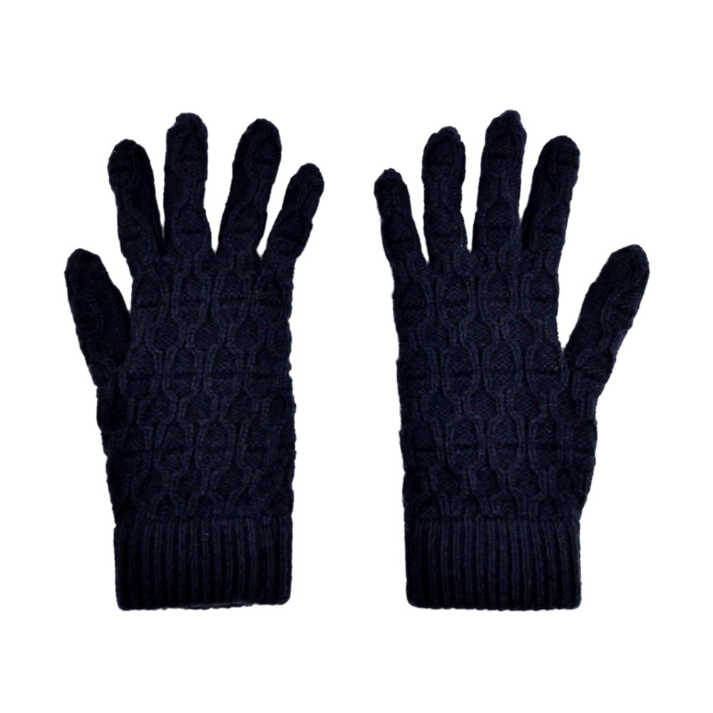 名東】【HERMES】エルメス 手袋 トリ マイヨン グローブ ネイビー M