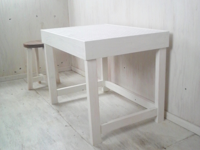 ナチュラルテイスト タイルトップ サイドテーブル h550 w720 d520