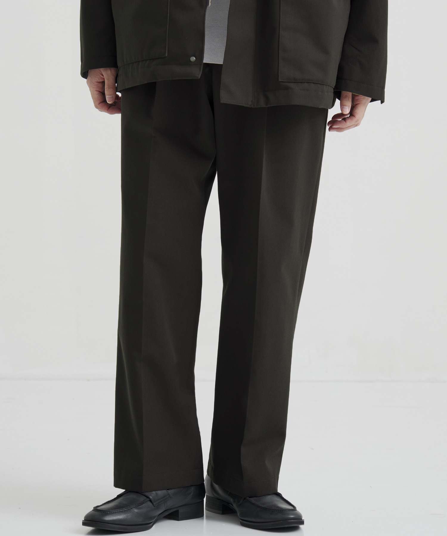 WOOL COTTON ギャバ 2タックパンツ(1 DARK BROWN): : メンズ｜UNITED