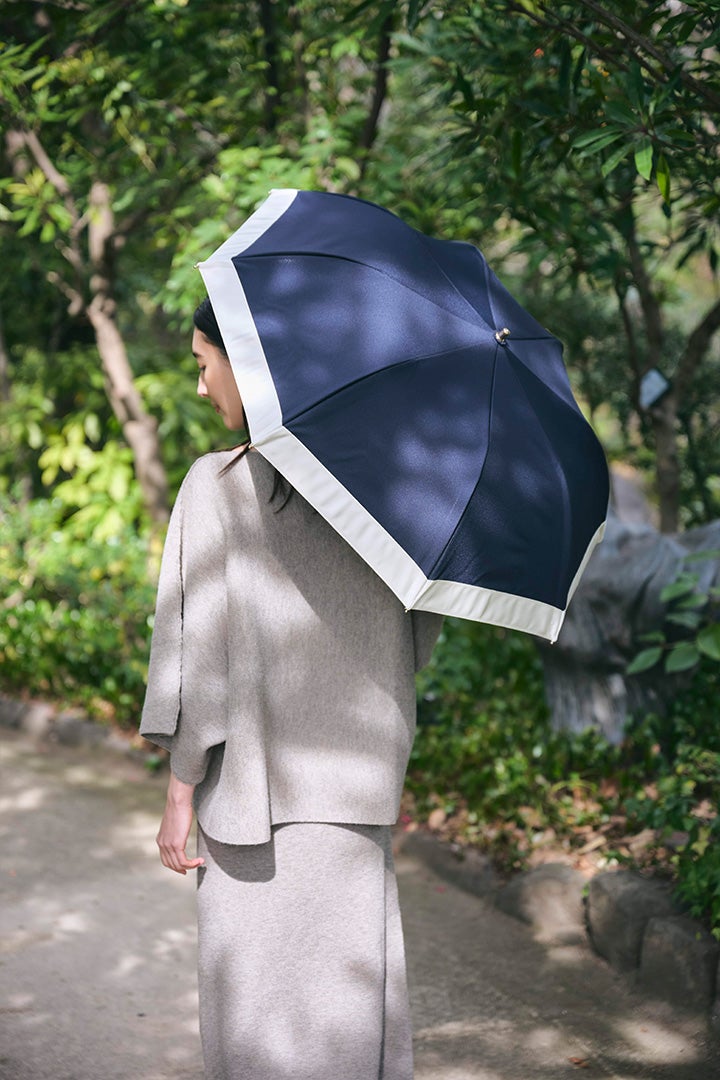 完全遮光100% 2段EASY 折りたたみ日傘/バイカラー(50cm)