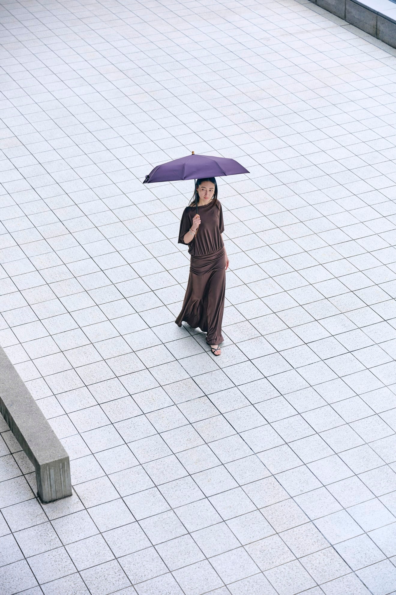 完全遮光100% 3段EASY 折りたたみ日傘/ニュートラル(55cm)