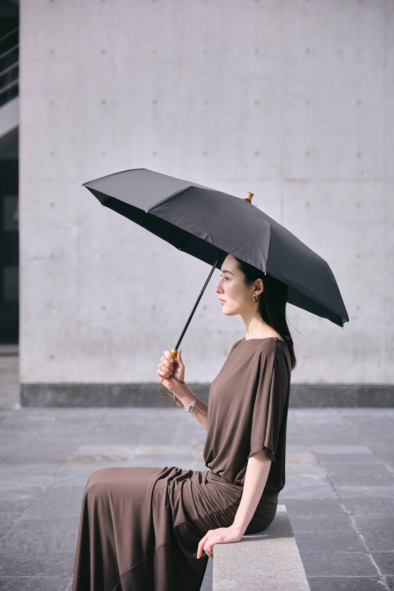 完全遮光100% 3段EASY 折りたたみ日傘/ニュートラル(55cm)