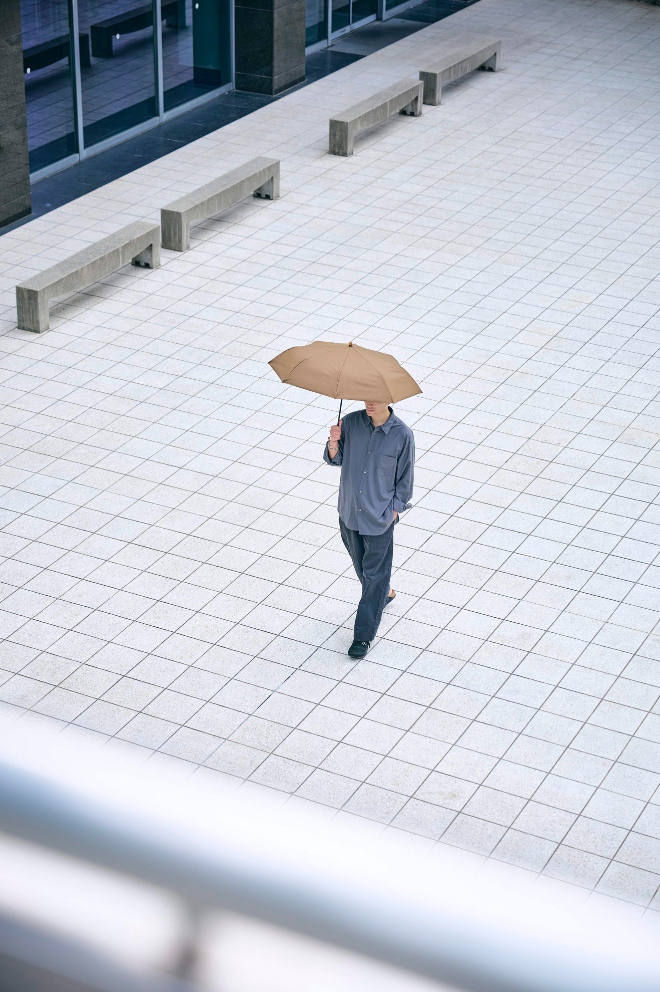 完全遮光100% 3段EASY 折りたたみ日傘/ニュートラル(55cm)