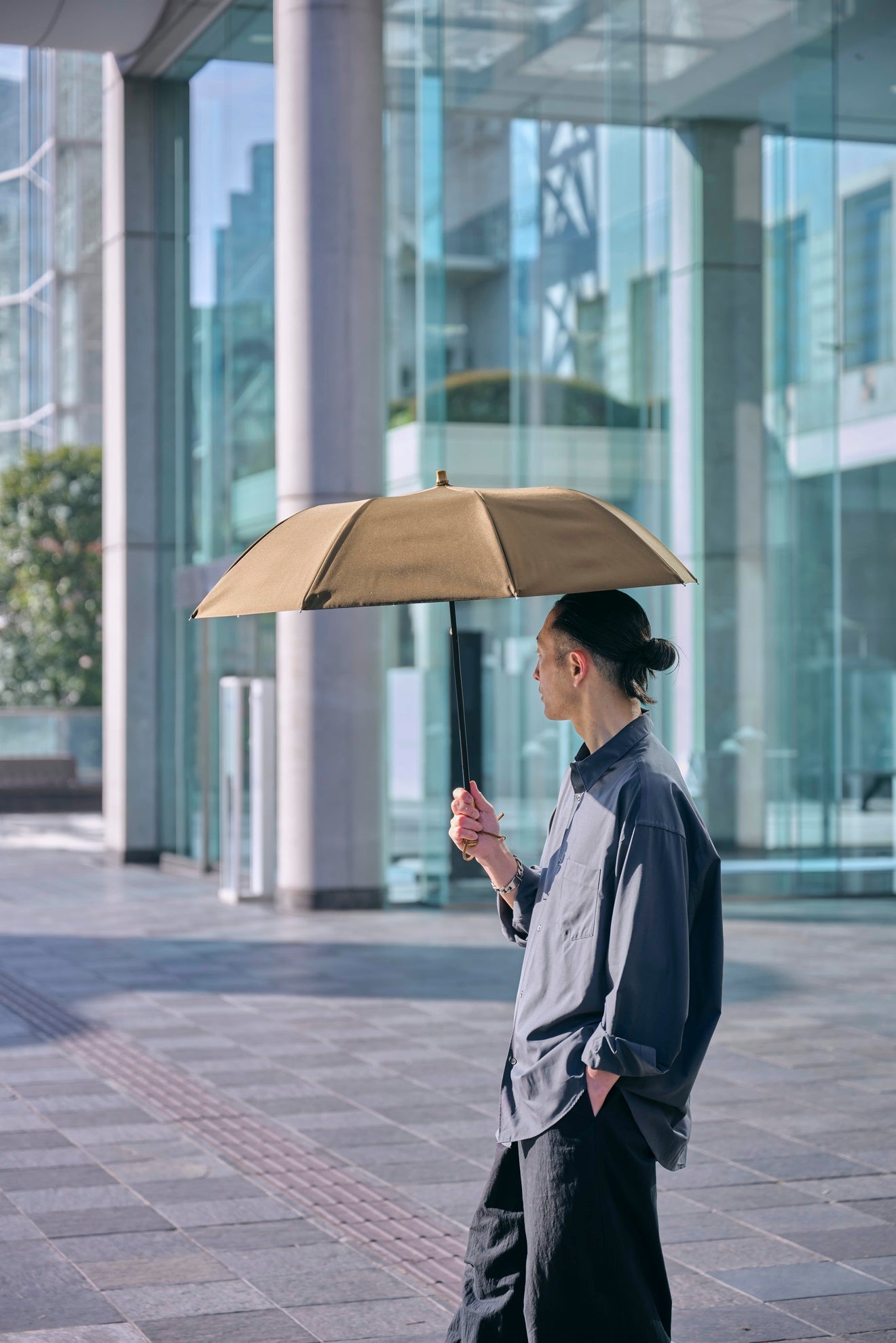 完全遮光100% 2段EASY 折りたたみ日傘/ニュートラル(55cm)