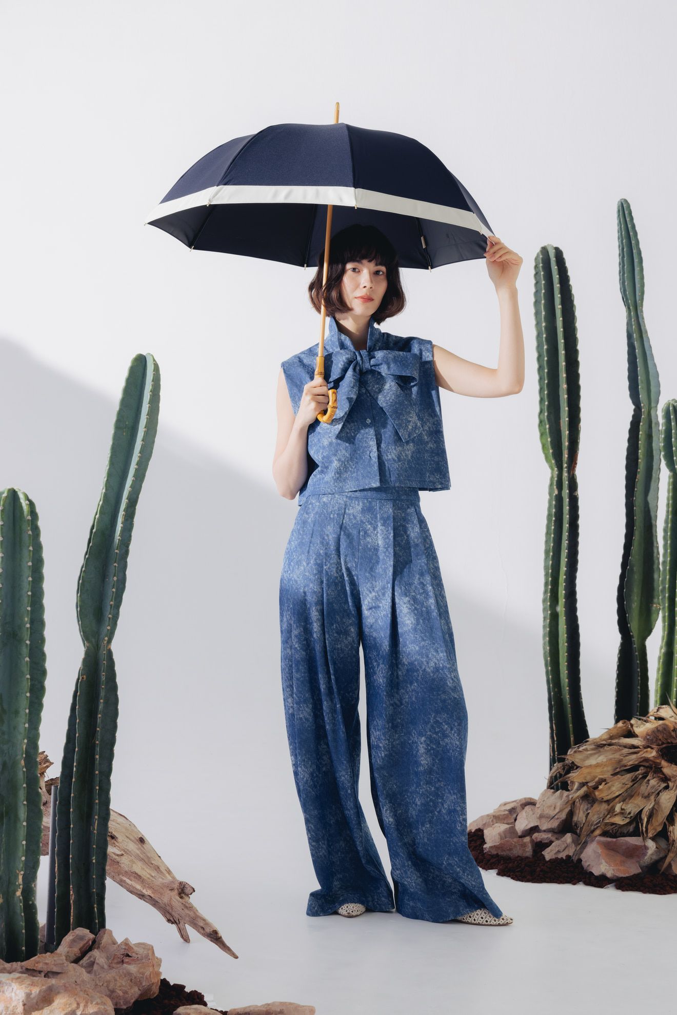 完全遮光100% 長傘 M/バイカラー(55cm)