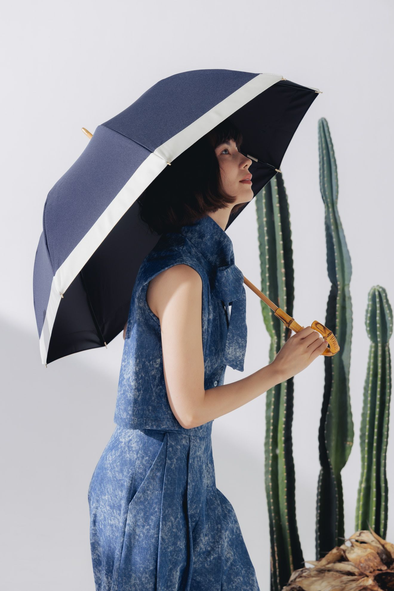 完全遮光100% 長傘 M/バイカラー(55cm)