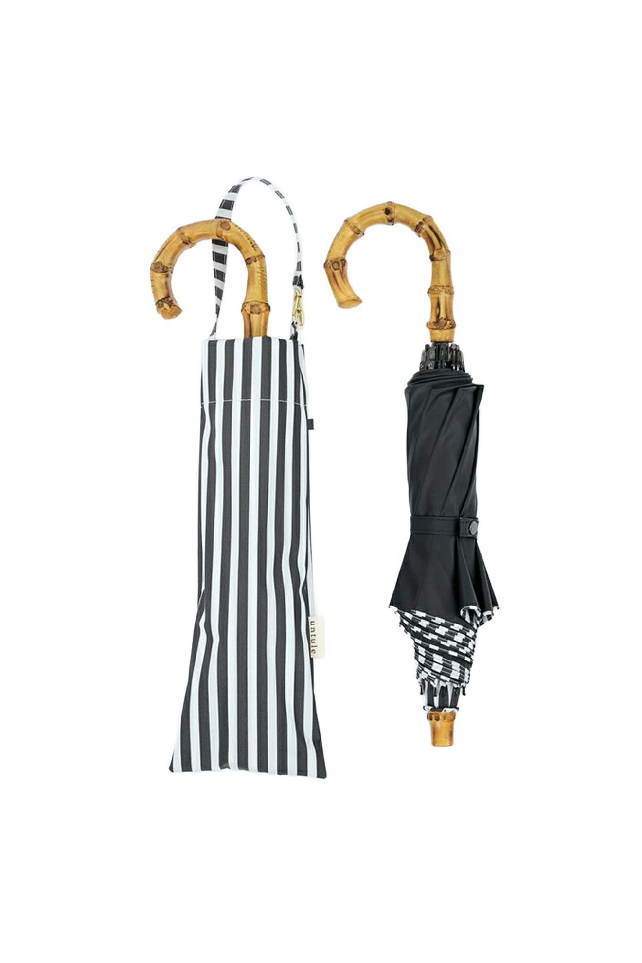 完全遮光100% 2段2WAY 折りたたみ日傘/ストライプ(50cm)