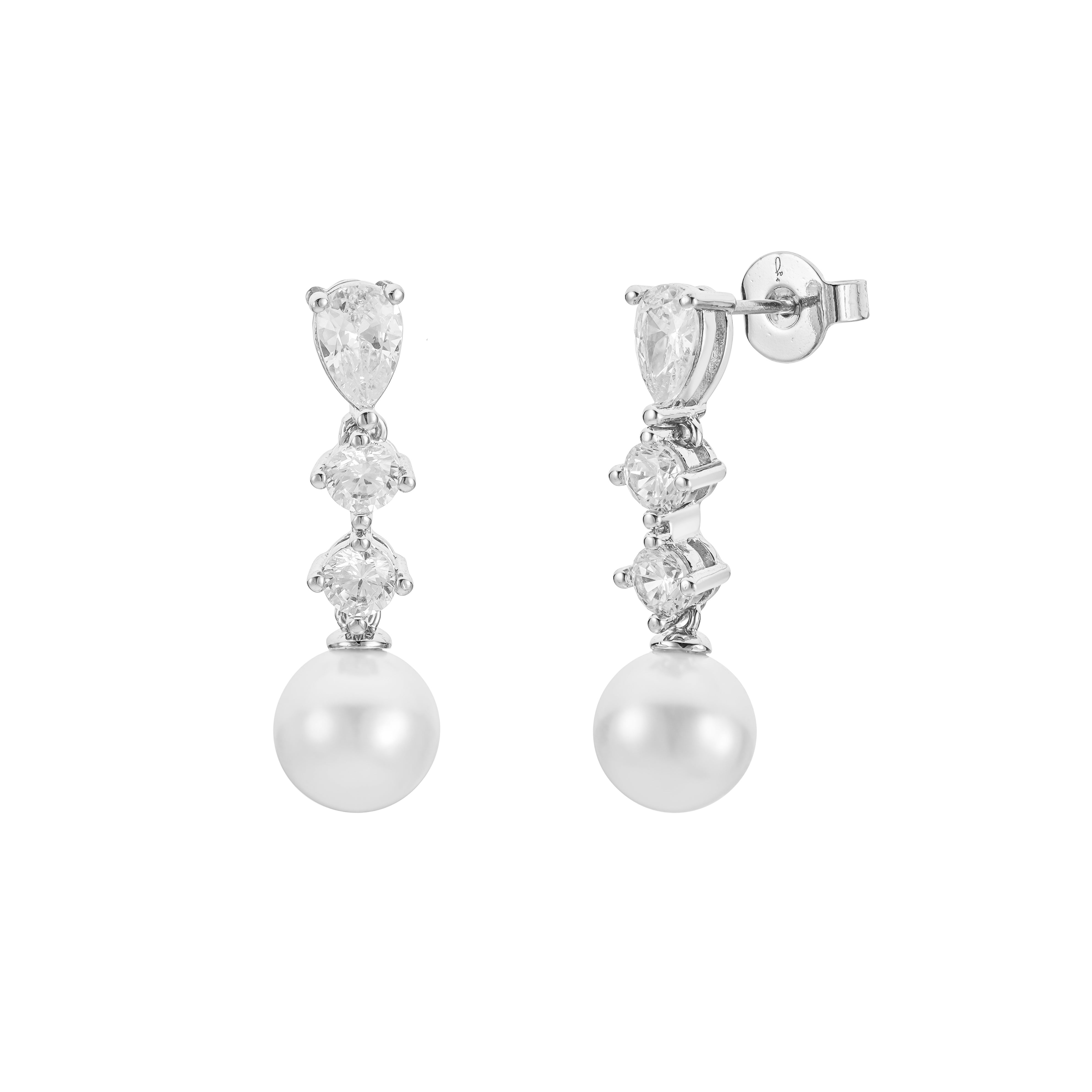 Serenade Earrings: Crystal Studs with Pearl Drop Bridal | Untamed