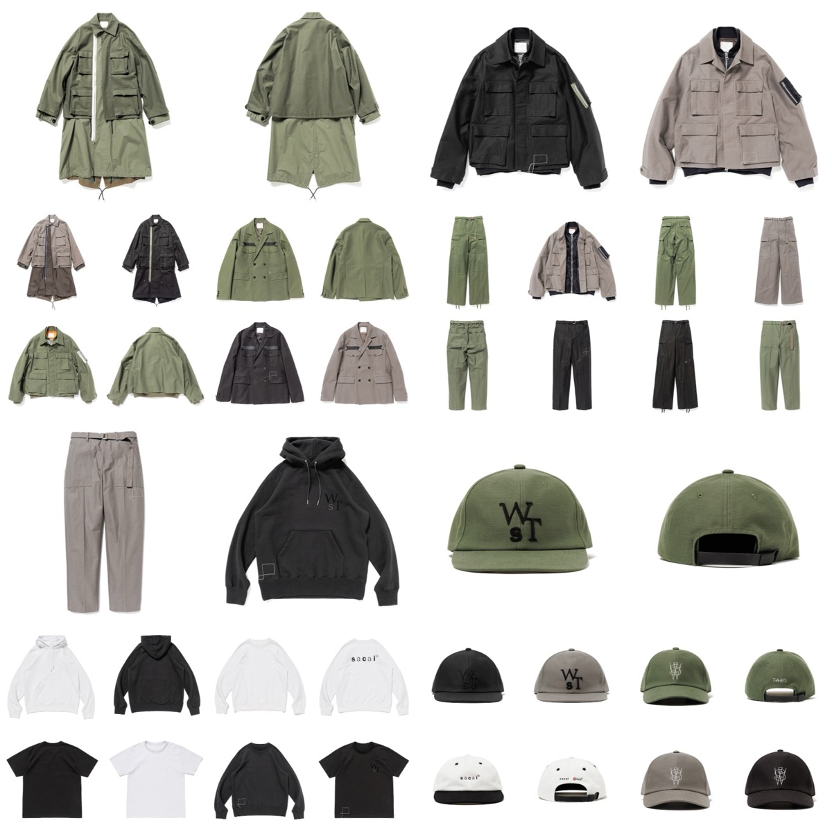sacai x WTAPS 2025年春夏コラボコレクションが国内2月7日より発売