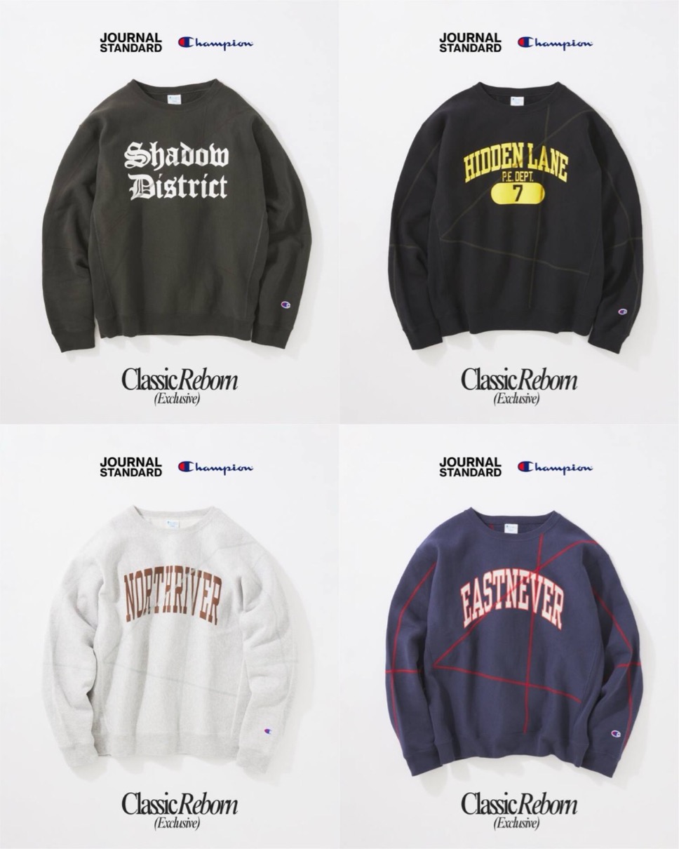 Champion x JOURNAL STANDARD 別注 ステッチプリントスウェットが国内