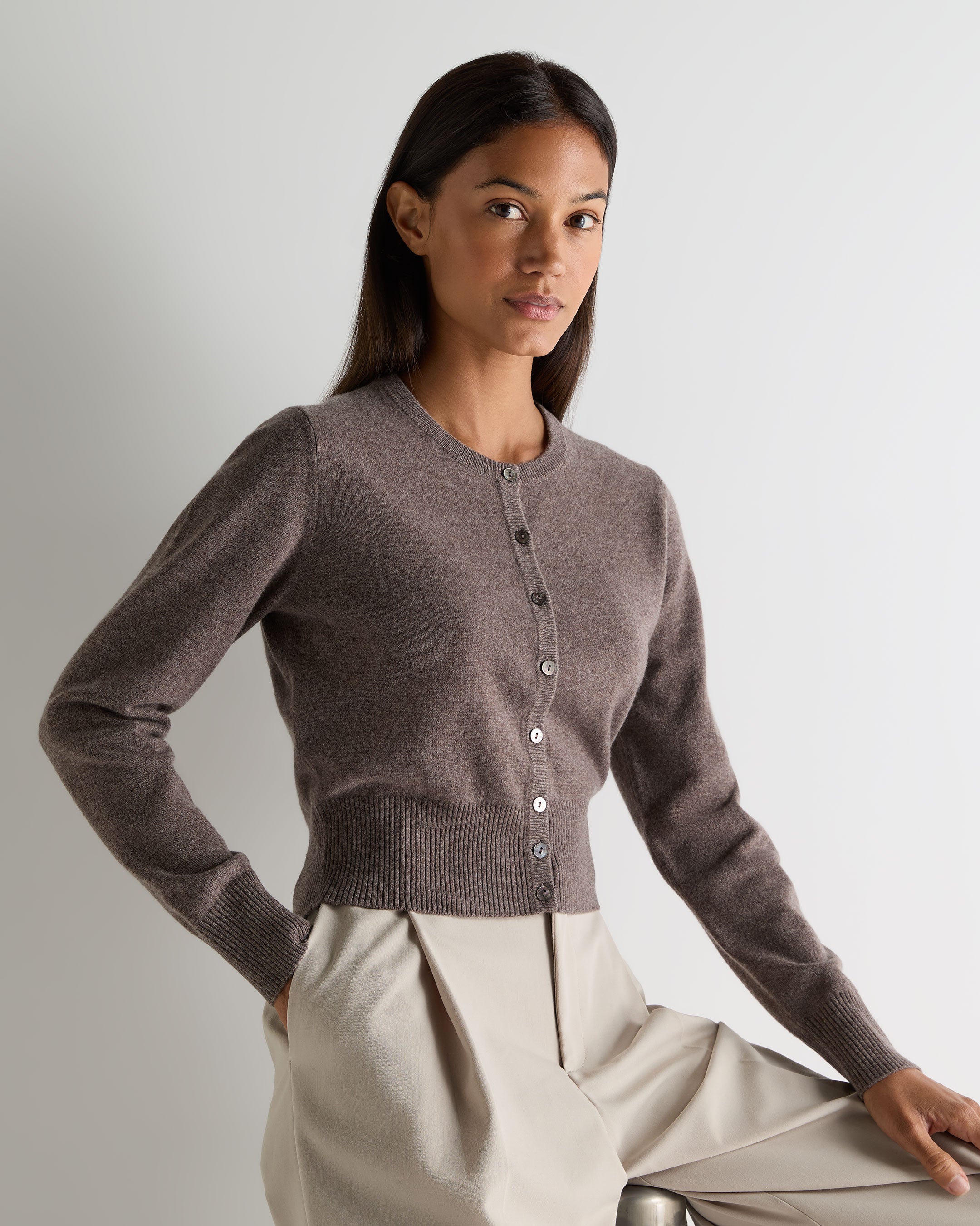 Women's Brown Cashmere Cardigans | Complimentary Delivery | N.Peal