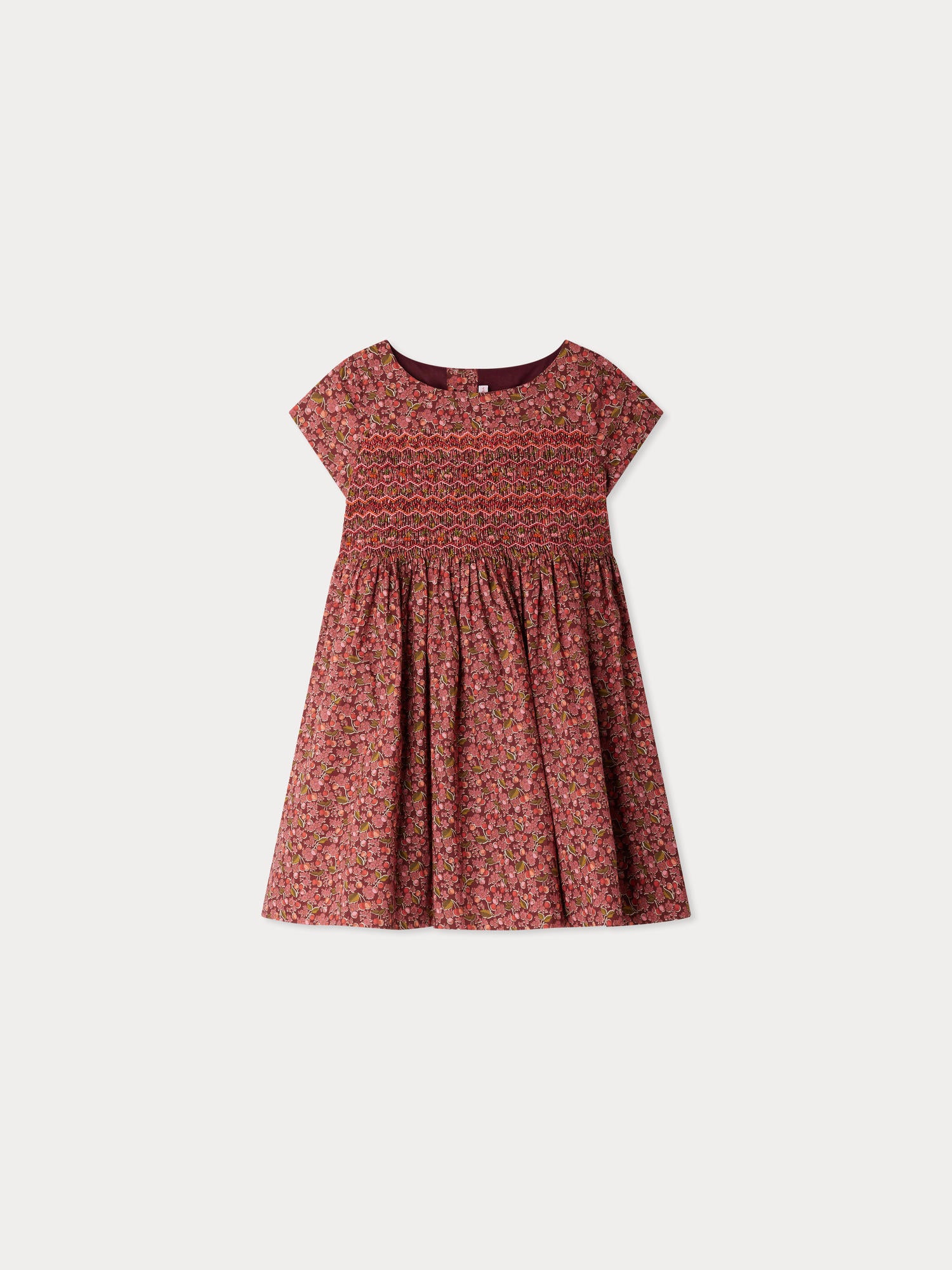Smocked and embroidered Duchesse dress in Liberty fabric in