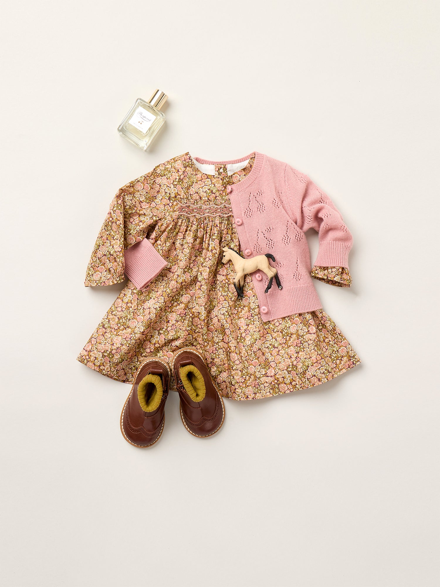 Félicie smocked and embroidered dress in Liberty fabric in organic