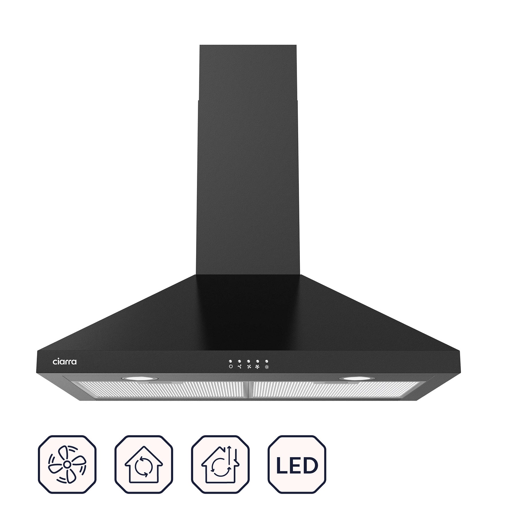 CIARRA 30 Inch Wall Mount Range Hood black stove hood with 3-speed