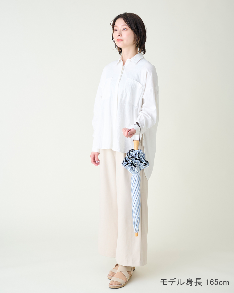 2段折 フリル / ストライプ | 完全遮光日傘｜サンバリア100