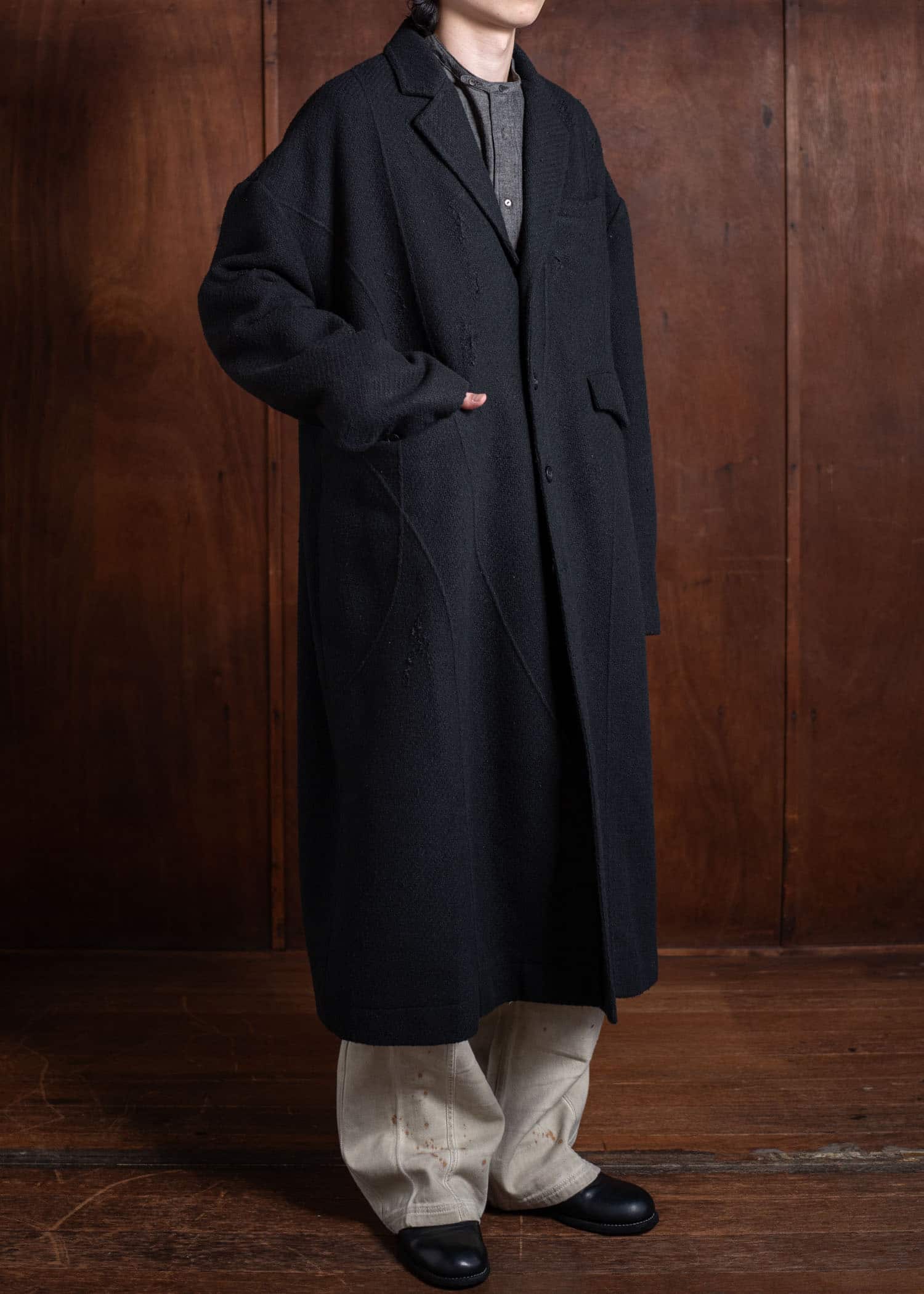 Professor.E Aged Wool Coat Black 24FW-PE-LC-02 – VISION OF FASHION