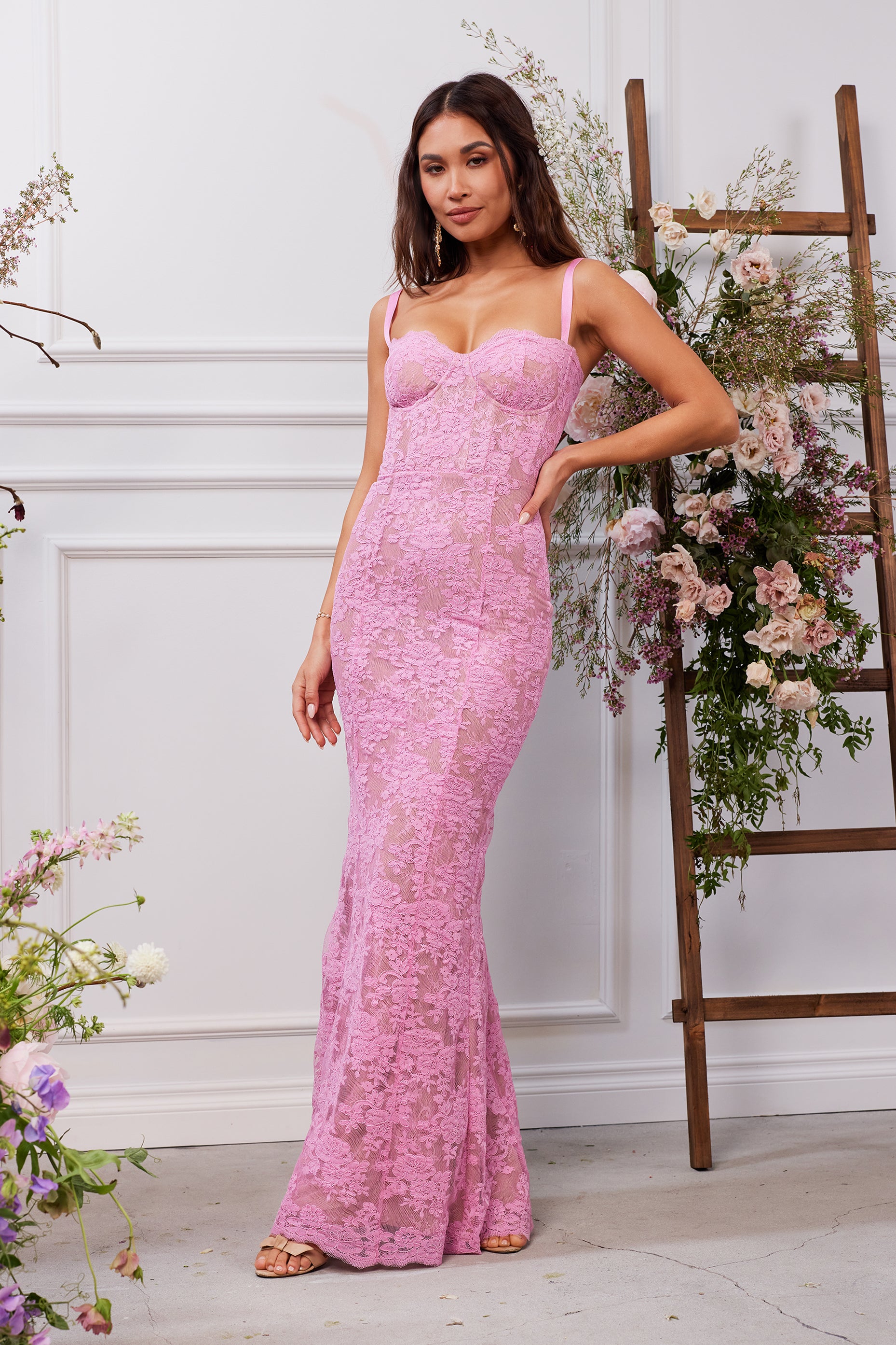 The Ruby Dress in Begonia Pink Lace – V. Chapman