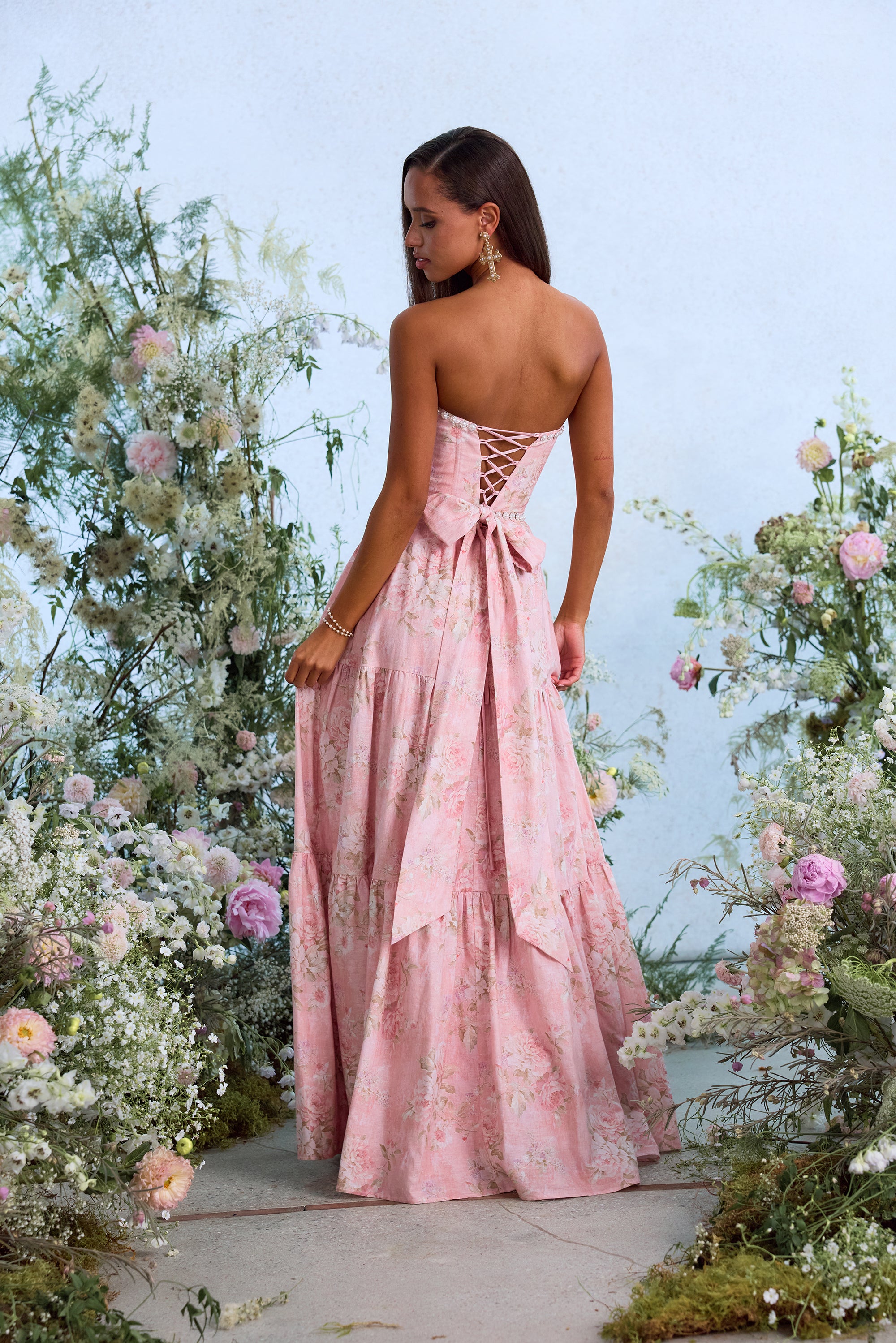 The Vivian Dress in Light Pink Tapestry Rose – V. Chapman
