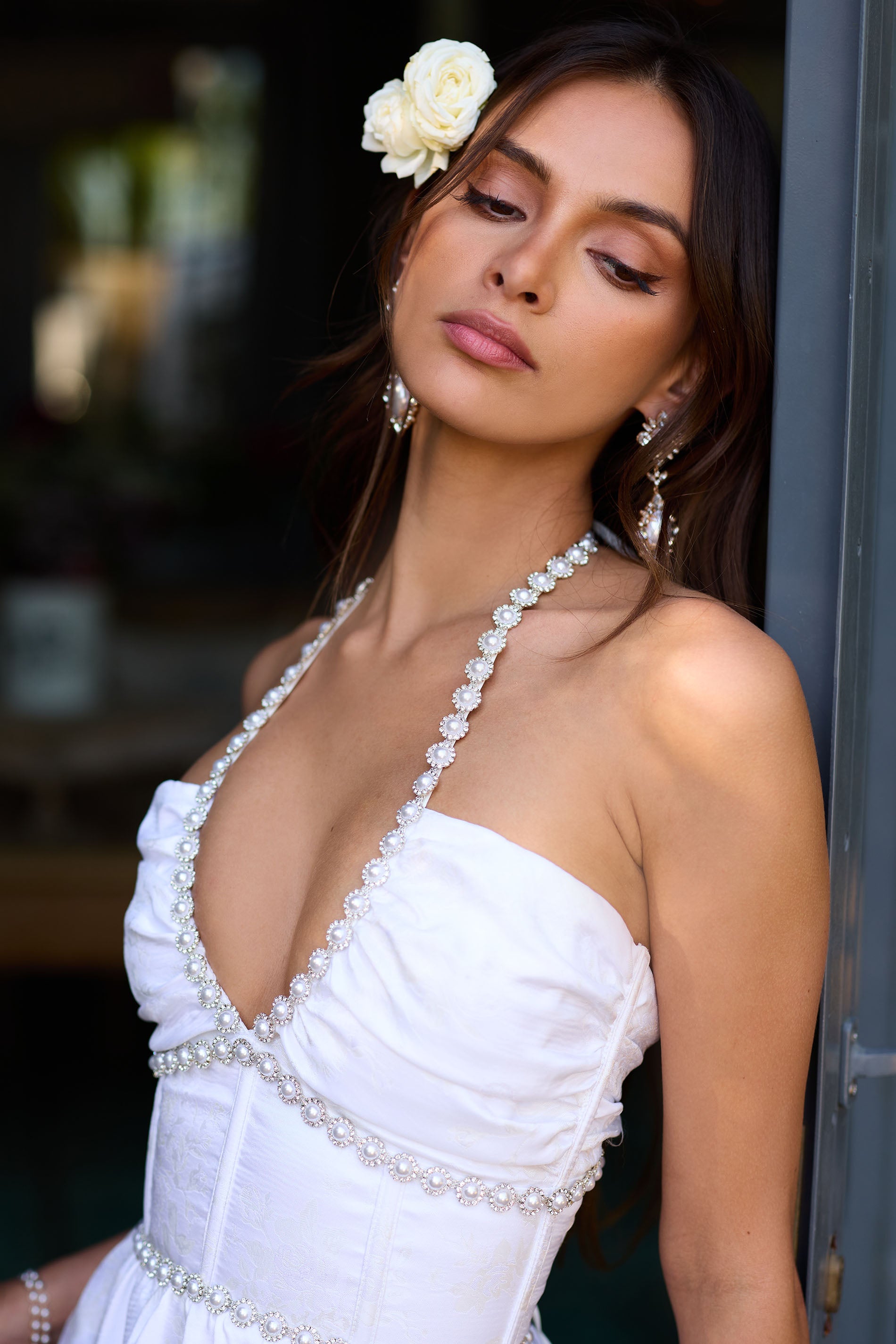 The Heidi Dress in White Windsor Brocade – V. Chapman