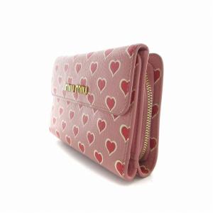 財布 ウォレット 三つ折り ハート柄 レザー 小銭入れあり ピンク（2025