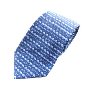 ネクタイ ワイドタイ ズッカ柄 絹 シルク ロゴ 青 ブルー（2024/03/08