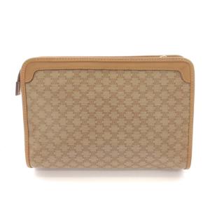 セカンドバッグ クラッチバッグ マカダム柄 PVCレザー 鞄 茶 ブラウン