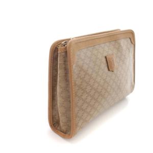 セカンドバッグ クラッチバッグ マカダム柄 PVCレザー 鞄 茶 ブラウン