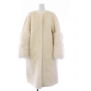 20AW 袖ファー付きボアコート アウター ロング ノーカラー 38 M
