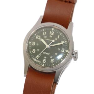 腕時計 スクエア レザーベルト クォーツ カーキ グレー文字盤 061132