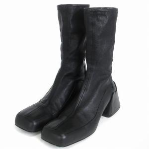 ショートブーツ シューズ 靴 8ホール レザー ヒール ブラック 黒 36 1