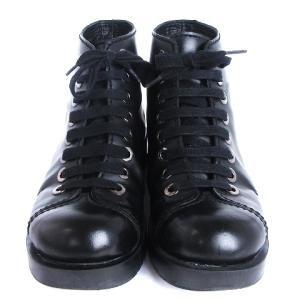 ショートブーツ シューズ 靴 8ホール レザー ヒール ブラック 黒 36 1