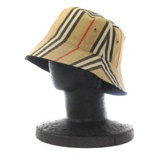 バケットハット リバーシブル アイコンストライプ ベージュ ブラック