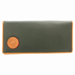 二つ折り長財布 ウォレット ロゴワッペン バチュークロス カーキ 茶