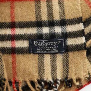 ヴィンテージ マフラー ノバチェック フリンジ カシミア ロゴ 茶（2024