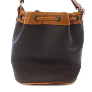 ショルダーバッグ 巾着 バケツ型 ポーチ付き PVC レザー ロゴ パッチ