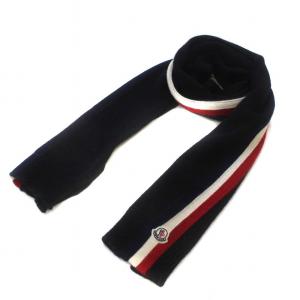 マフラー ストール トリコロール ストライプ ロゴ ワッペン 黒