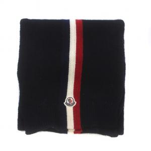 マフラー ストール トリコロール ストライプ ロゴ ワッペン 黒