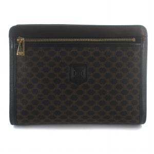 セカンドバッグ クラッチバッグ マカダム柄 PVCレザー 鞄 茶 ブラウン