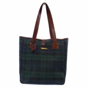 トートバッグ PVC レザー ブラックウォッチ ブラシ付き ロゴ プレート