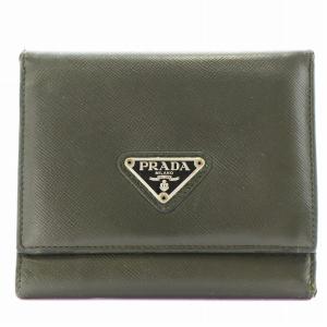 サフィアーノ 三角プレート 財布 三つ折り レザー 緑 グリーン（2024