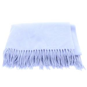 ウール フリンジ マフラー ストール 水色 ブルー（2024/05/05買取